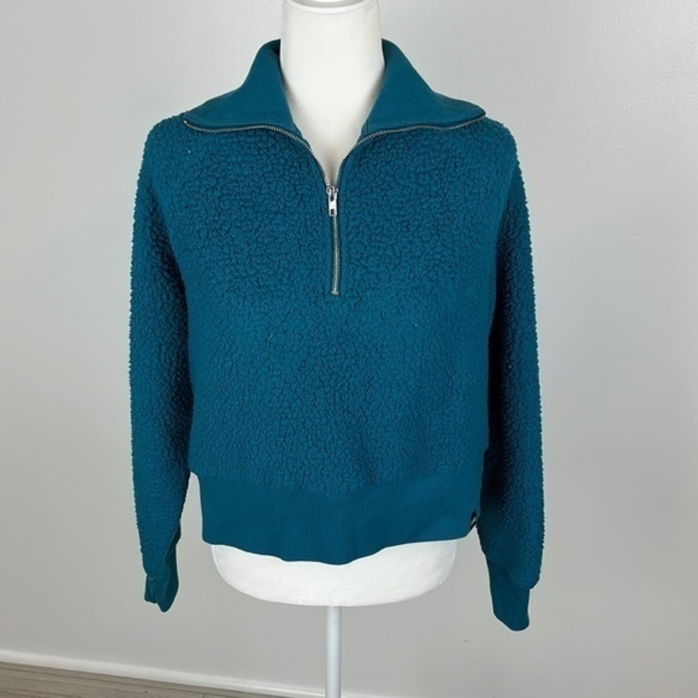 PINK Victoria's Secret Teal Half-Zip Sherpa Pullover